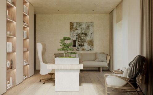 " bright and spacious home office area"