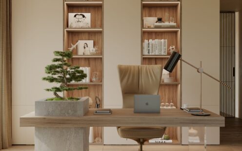 "original tabe is the central point of home office work station, integrated built-in library "