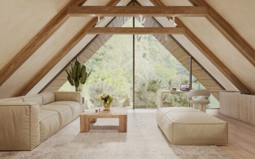 "underroof living room connected to environment"