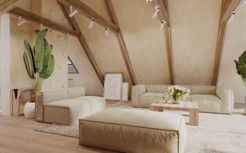 attic living room with sitting area"